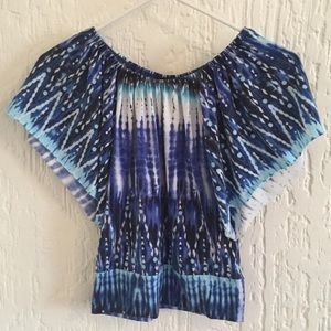 IZ Byer Blue Tie Dye Top Size Small